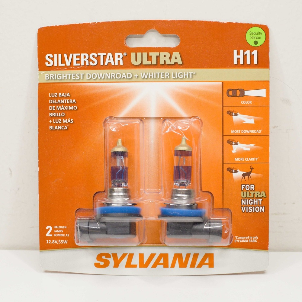 SYLVANIA SilverStar Ultra Night Vision H11 Halogen Headlight Bulbs Bright White